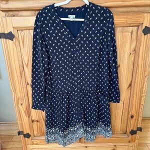 Garnet Hill Dropwaist Button Up Dress Floral Paisley Prairie Women's Size 4